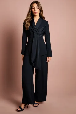 Blazer Drapé avec Détail Satiné