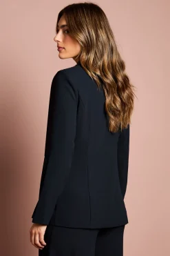 Blazer Drapé avec Détail Satiné