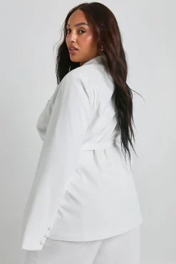 Blazer drapé enveloppant à ceinture nouée