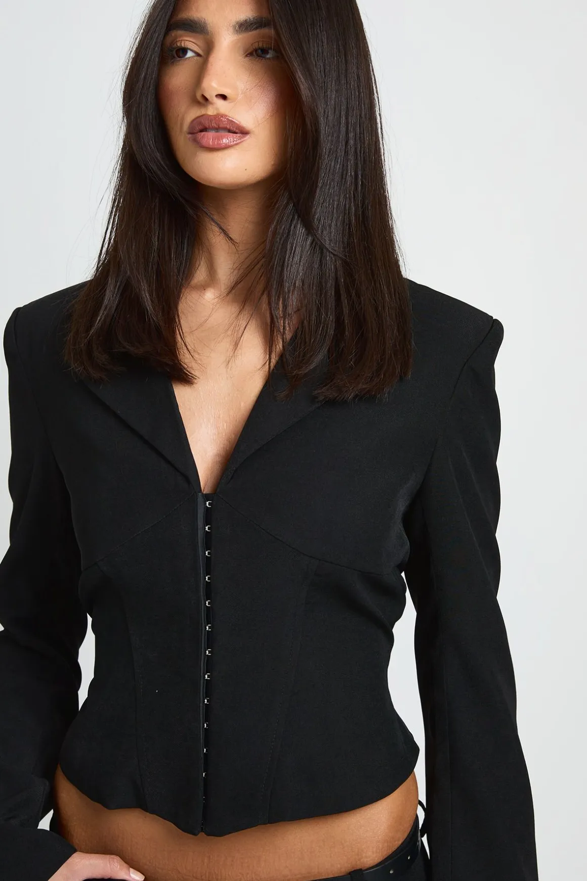 Blazer À Détail Corset Avec Agrafes