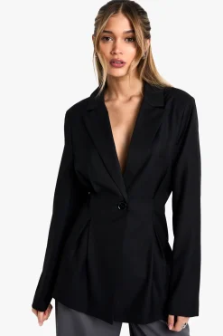 Blazer à détail plissé et taille cintrée