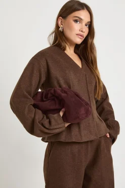 Blazer à effet laine plissé à manches barillet
