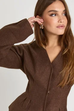 Blazer à effet laine plissé à manches barillet