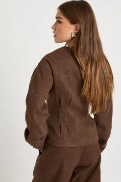 Blazer à effet laine plissé à manches barillet