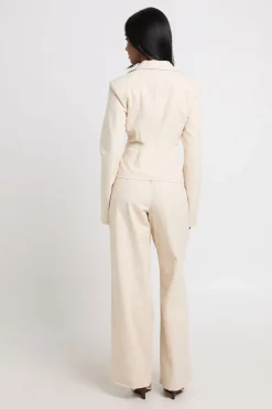 Blazer Effet Lin À Agrafes