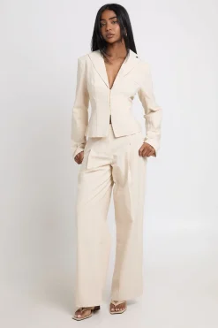 Blazer Effet Lin À Agrafes