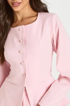 boohoo Blazer À Encolure Arrondie Et Manches Ballon Cintrées<Femme Tailleurs|Blazers