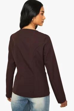 boohoo Blazer à encolure carrée sans col<Femme Tailleurs|Looks Chocolat