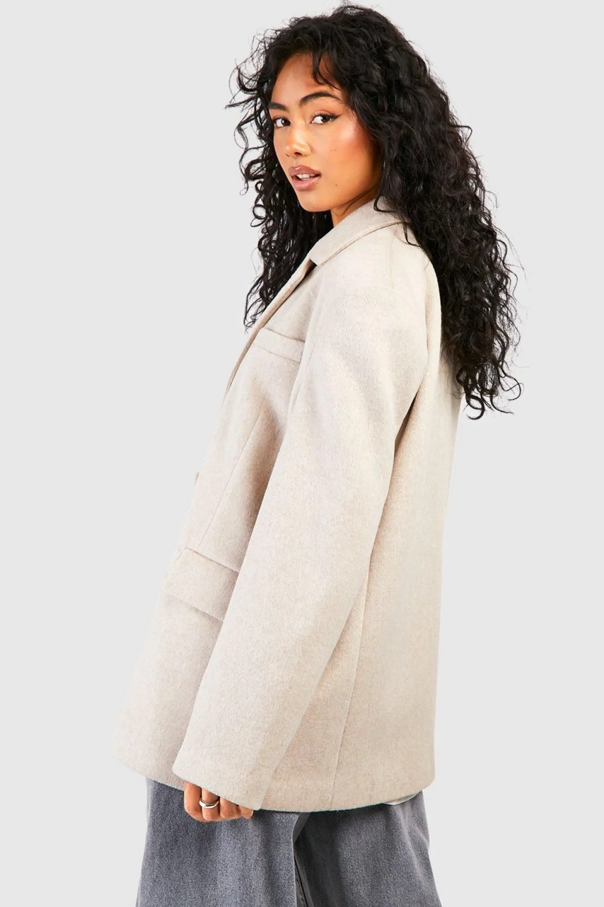 boohoo Blazer en laine surdimensionné à double boutonnage<Femme Vestes & Manteaux|Manteaux Et Vestes D’Automne