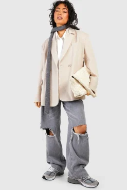 boohoo Blazer en laine surdimensionné à double boutonnage<Femme Vestes & Manteaux|Manteaux Et Vestes D’Automne
