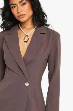 Blazer en lin cintré à enveloppement frontal