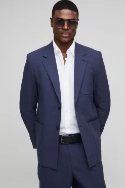 boohooMAN Blazer en mélange de lin à coupe décontractée<Homme Costumes Et Tenues Formelles