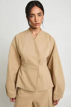 Blazer en sergé ajusté à manches baril