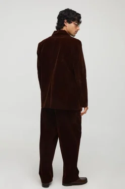 Blazer en velours à col châle, coupe décontractée
