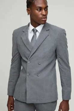 Blazer en velours côtelé à double boutonnage, coupe ajustée