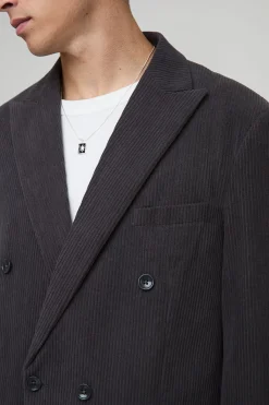 Blazer en velours côtelé à double boutonnage surdimensionné