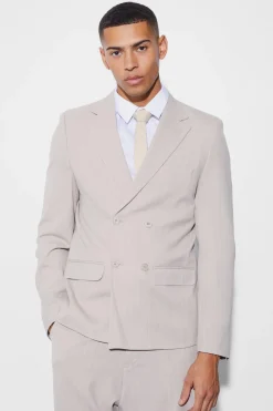Blazer à fines rayures, double boutonnage, coupe décontractée