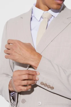 Blazer à fines rayures, double boutonnage, coupe décontractée
