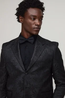 boohooMAN Blazer floral jacquard surdimensionné à la coupe carrée<Homme Manteaux Et Vestes