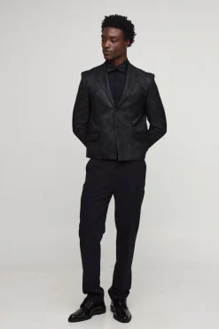 boohooMAN Blazer floral jacquard surdimensionné à la coupe carrée<Homme Manteaux Et Vestes