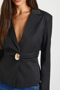 Blazer froncé à bouton doré