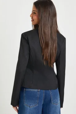 Blazer froncé à bouton doré
