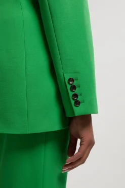 Blazer Grande Taille Ajusté Cintré Simple Boutonnage En Tissu Stretch Compact