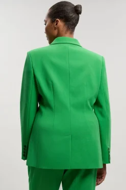 Blazer Grande Taille Ajusté Cintré Simple Boutonnage En Tissu Stretch Compact