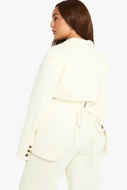 Blazer Grande Taille Ajusté Dos Ouvert avec Détail Nœud