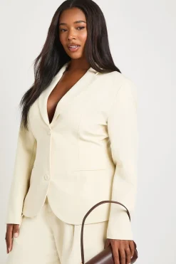 Blazer Grande Taille À Basque Et Taille Cintrée