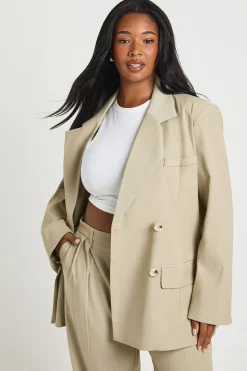boohoo Blazer Grande Taille à Boutons en Corne Oversize<Femme Tailleurs|Blazers