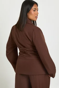 Blazer Grande Taille à Ceinture Obi Nouée