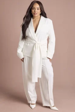Blazer Grande Taille à Ceinture Obi Nouée