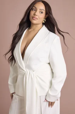 Blazer Grande Taille à Ceinture Obi Nouée