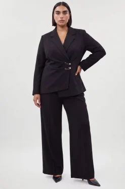 Blazer Grande Taille Cintré À Simple Boutonnage Avec Détails Ornementaux