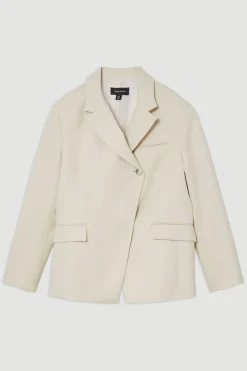 Blazer grande taille doux, structuré de manière travaillée, asymétrique et sur mesure à simple boutonnage