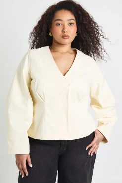 boohoo Blazer Grande Taille en Sergé à Manches Bouffantes Cintrées<Femme Tailleurs|Blazers