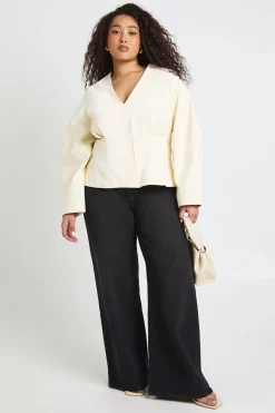 boohoo Blazer Grande Taille en Sergé à Manches Bouffantes Cintrées<Femme Tailleurs|Blazers