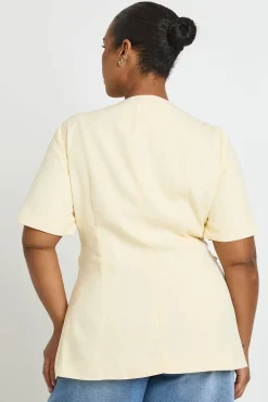 Blazer Grande Taille À Manches Courtes Avec Détail Froncé Et Liens Latéraux