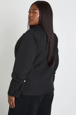 Blazer Grande Taille À Manches Volumineuses Avec Finitions Dorées