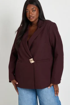 Blazer Grande Taille À Simple Boutonnage Avec Finitions Dorées