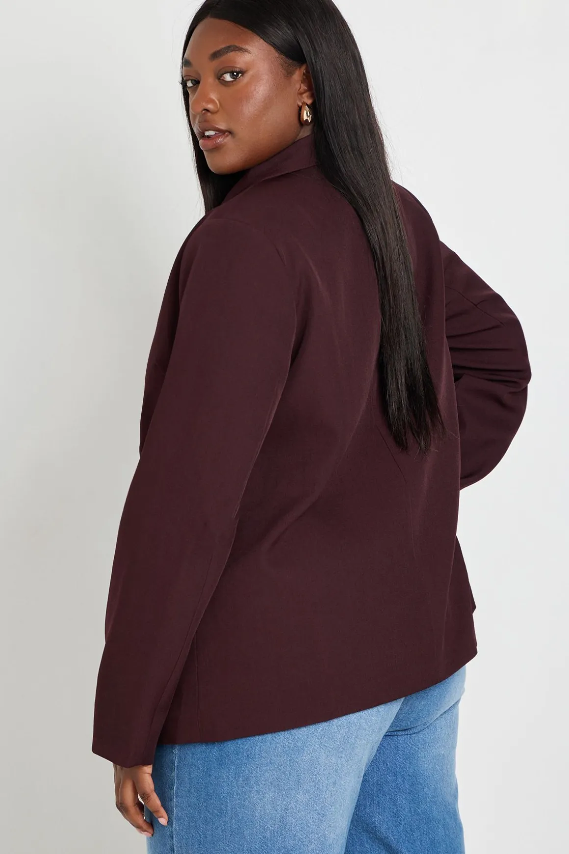 Blazer Grande Taille À Simple Boutonnage Avec Finitions Dorées