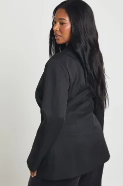 Blazer Grande Taille à Taille Froncée Cintrée