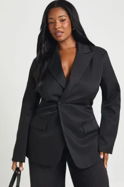 Blazer Grande Taille à Taille Froncée Cintrée