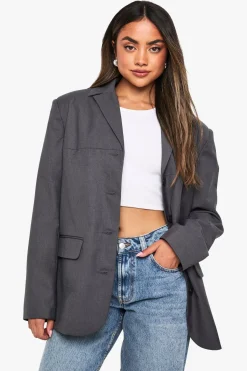 boohoo Blazer Grand-père aux Détails de Couture Boxy<Femme Tailleurs|Blazers