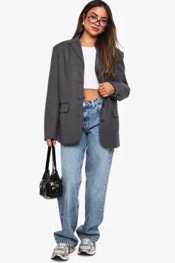 boohoo Blazer Grand-père aux Détails de Couture Boxy<Femme Tailleurs|Blazers