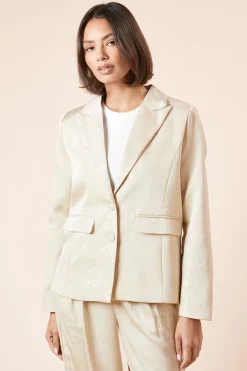 Dorothy Perkins Blazer Jacquard Satiné à Simple Boutonnage<Femme Tailleurs|Satin Et Dentelle
