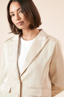 Dorothy Perkins Blazer Jacquard Satiné à Simple Boutonnage<Femme Tailleurs|Satin Et Dentelle