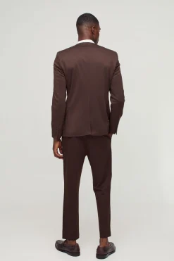 boohooMAN Blazer Jersey Ajusté Sans Col<Homme Costumes Et Tenues Formelles