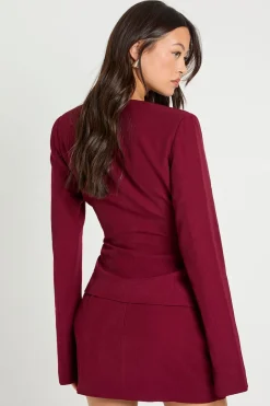 Blazer long ajusté à manches baril et à taille cintrée